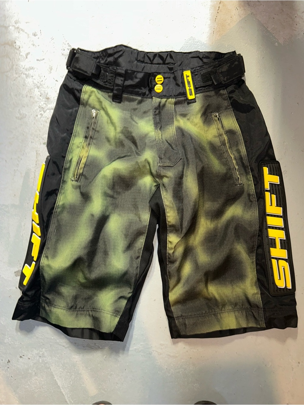 Y2K Shift Racing Motocross DH MTB BMX Riding Shorts Green Black Moto Grunge
